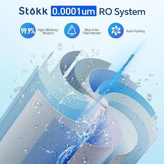 Stokk Reverse Osmosis System, 8 Stage Tankless Reverse Osmosis Water Filter, Reduces PFAS TDS, Under Sink RO System, 2:1 Pure to Drain, NSF/ANSI 58& 42, FCC Listed (400GPD, Grey)