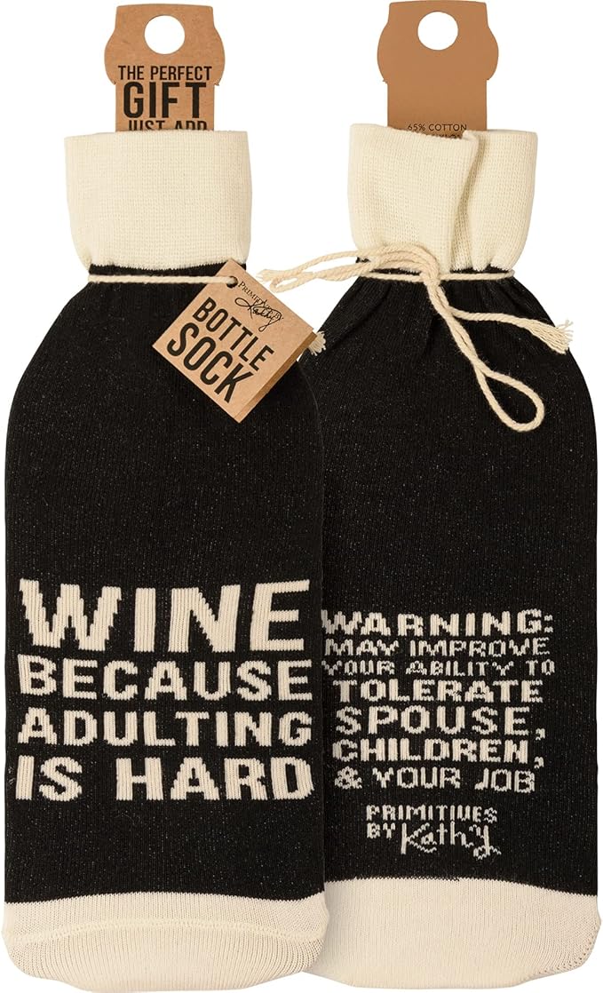 Primitives by Kathy Decorative Bottle Sock, Black