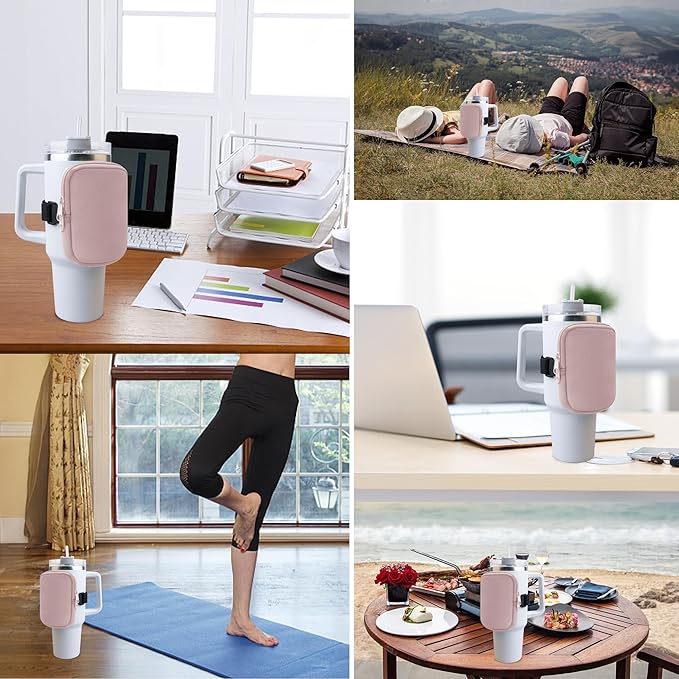 Water Bottle Pouch for Stanley 40 oz Tumbler with Handle - Gym Accessories for Women, Cup Belt Bag Compatible with Stanley/Simple Modern Tumbler Accessories