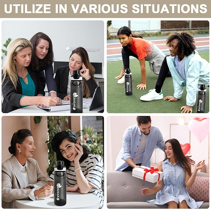 Newly Upgraded 35oz Air Water Bottle with Flavor Pods, Leak Proof Scented Water Bottle with Large Portable Handle, 0 Suger No BPA for Gym, Outdoors, Schools (Black Straight Mouth)