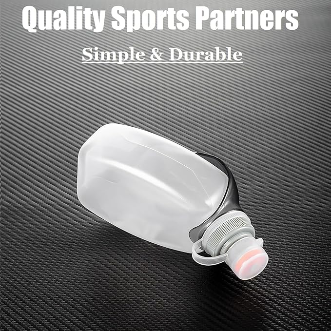 Water Bottle for Running No Bounce Water Bottle with Clip and Cover Cap,BPA-Free Plastic, 8.8oz (250ml) for Running/Marathon/Walking/Hiking/Cycling/Trail/Skiing (2 Pack)