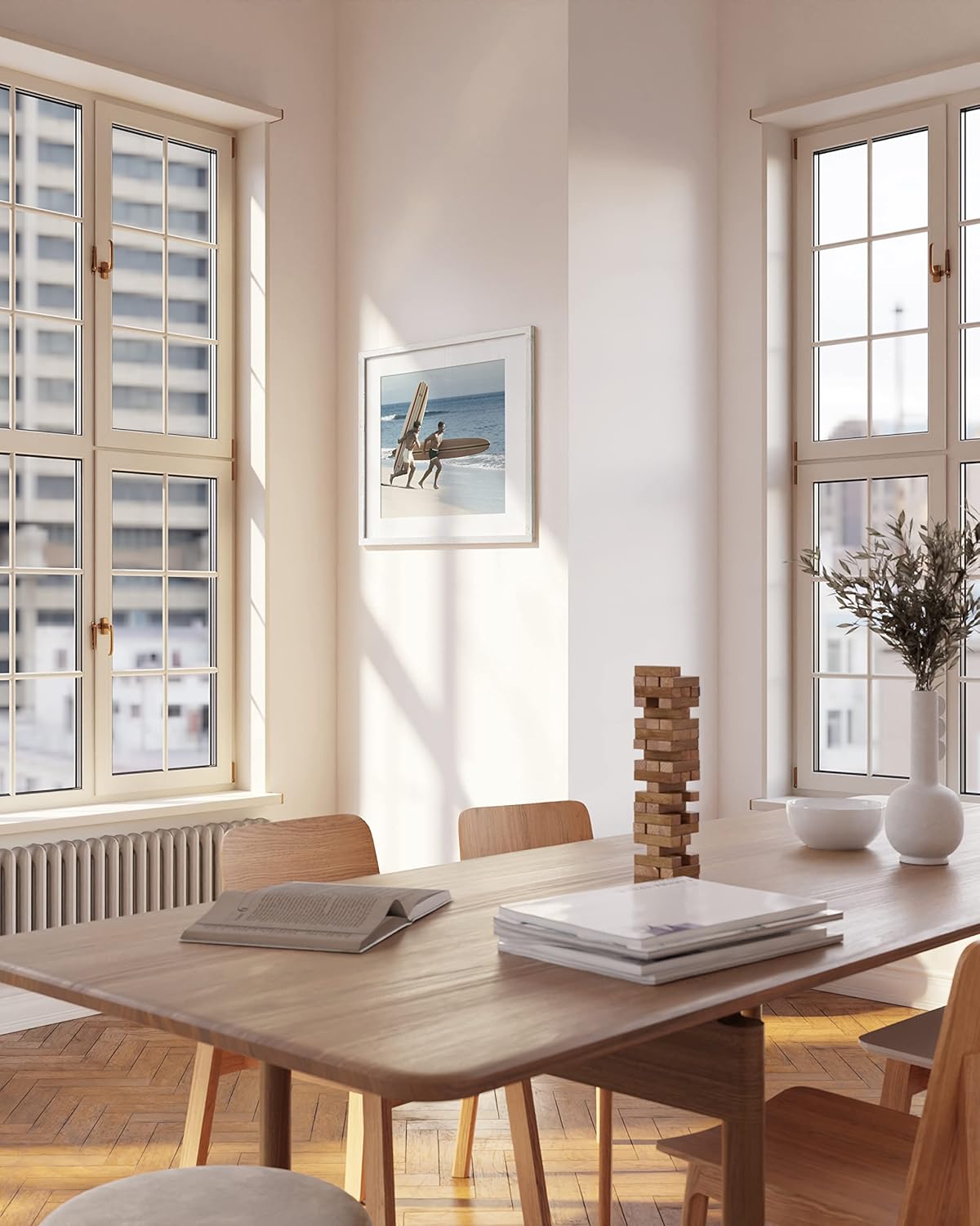 HAUS AND HUES Square Picture Frames - Set of 15, 20x20 White Oak Frames with Mat for Gallery Wall