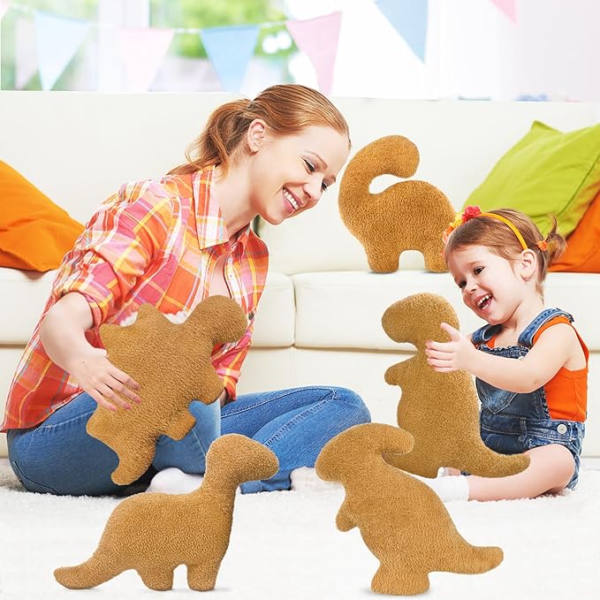 Dino Nugget Pillow Plush, Dinosaur Chicken Nugget Pillow, Stuffed Animal Dinosaur Gifts Toy for Boys Girls, Fun Pillows Funny Gift for Women Men, Dinosaur Room Decor for Kids (Small, 5Pcs)