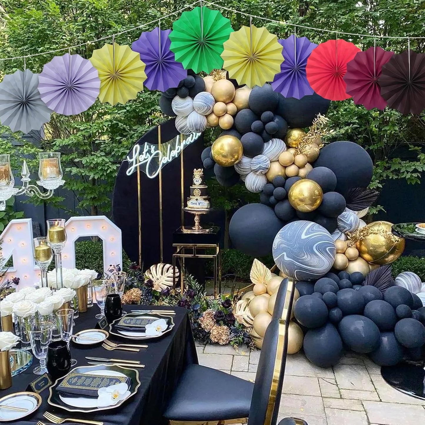 Gray Party Decorations,Wedding Decorations for Party Events Accessories,Anniversary Decorations,Birthday Decorations for Men,8in Hanging Paper Fans 30 Color DIY Set(Gray)