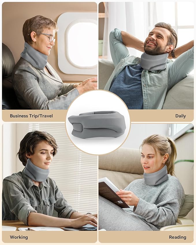 Neck Brace Cervical Collar - Neck Support Brace for Sleeping, Soft Foam Wraps Keep Vertebrae Stable and Aligned for Relief of Cervical Spine Pressure for Women & Men, (10.6-12.6 Inch) Grey