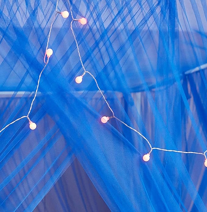 Mengersi Bed Canopy Mosquito Net for Bed,Canopy Bed Curtains Elegant Bed Drapes Screen Netting Canopy Curtains Bedroom Decor (Blue, California King)