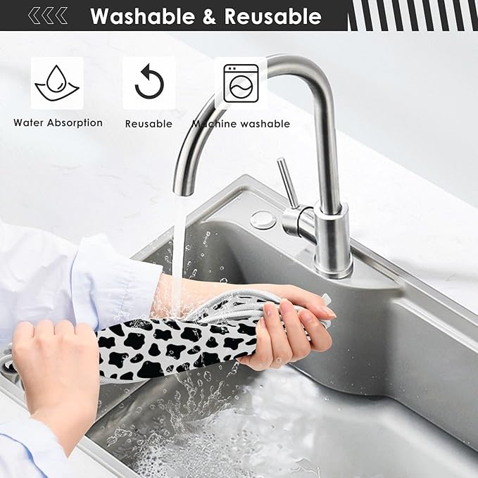 Kitchen Faucet Absorbent Mat,Cow Print Water Splash Guard for Sink, Faucet Drip Catcher Thicken Sponge Microfiber Faucet Water Catcher Mat Sink Absorbent Mat for Kitchen 14x5in 2 Pack