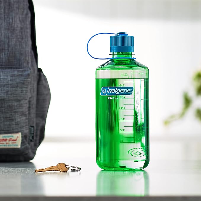 Nalgene Sustain Tritan BPA-Free Water Bottle Made with Material Derived from 50% Plastic Waste, 32 OZ, Narrow Mouth, Parrott Green