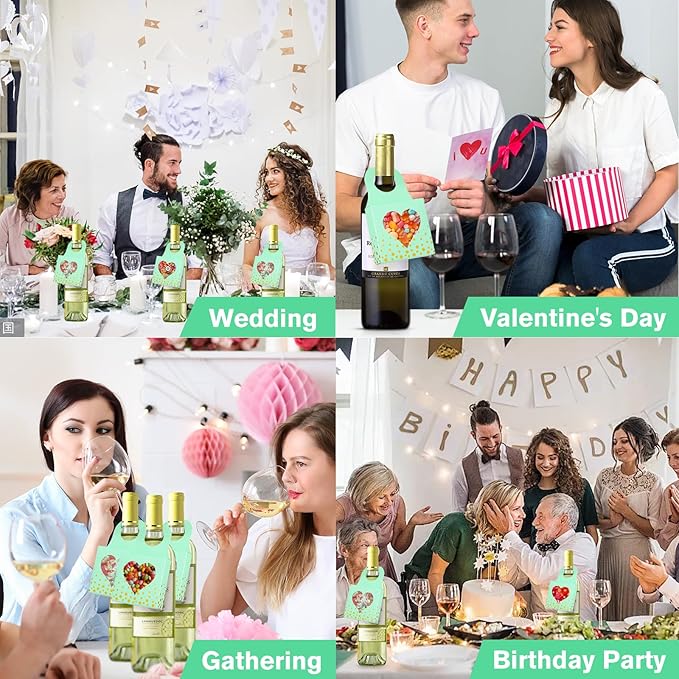 ISKYBOB 25 Pieces Wine Bottle Box with Window, Kraft Paper Wine Boxes for Gifts Hanging Wine Bottle Gift Box Foldable Wine Bottle Hanger Favor Box for Holding Candy Truffles Chocolate Cookies (Green)