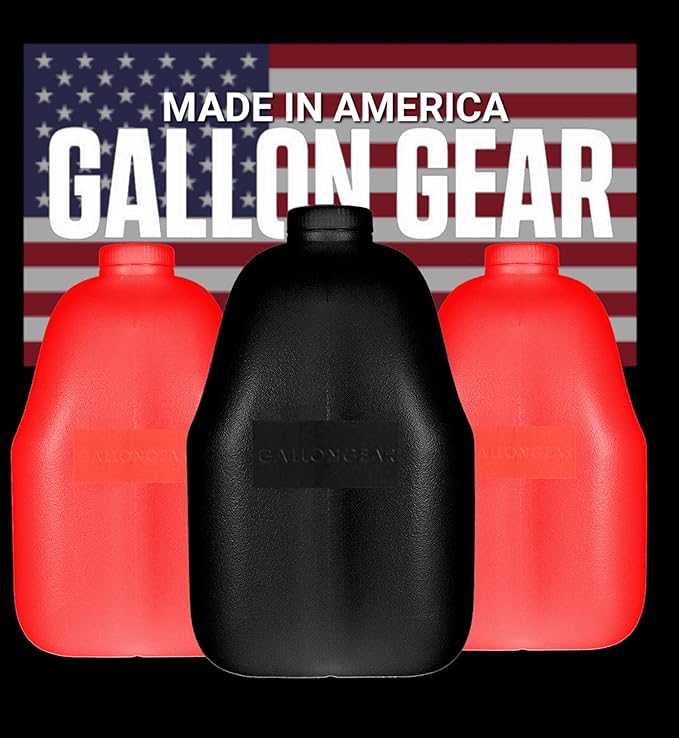 Gallon Gear 1 Gallon Large Water Bottle - BPA Free Plastic, Reusable Water Jug - Hydration Water Bottle for Men and Women - Gym, Sports, Training & Fitness (Black)