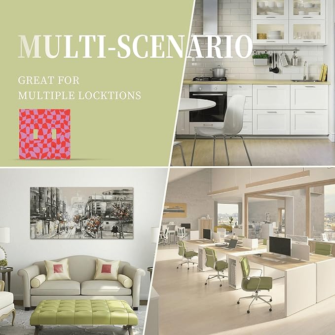 Groovy Check Double Toggle Light Switch Covers 2 Gang Wall Plate Dual Decorative Switchplate Electrical Faceplate for Bathroom Country Kitchen Bedroom Decor, 4.9" x 5"