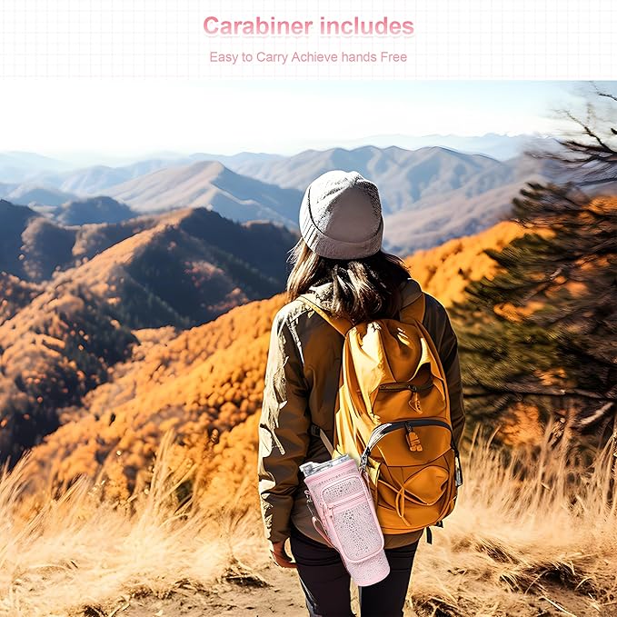 Bling Diamond Water Bottle Carrier Bag with Phone Pocket for Stanley 40/30 oz Tumbler with Card Holder,Neoprene Water Bottle Holder Pouch with Adjustable Strap for Stanley Cup Accessories