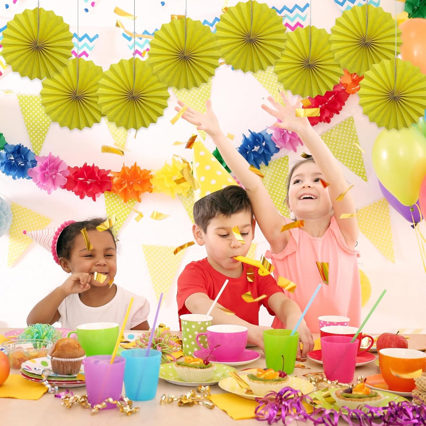 Yellow Party Decorations,Paper Decorations for Party,Lemon Decorations Party Paper Fans Bulk 12in,Anniversary Decorations for Part 30 Color DIY Set (Lemon Yellow)