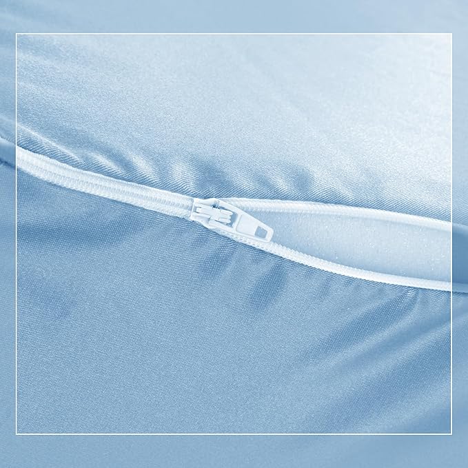 HOMBYS Satin Bed Wedge Pillow Cover Silky & Smooth Wedge Pillowcase 1 Pack 24x24x7.5, Soft & Breathable, Removable & Machine Washable-Zipper Design (Pillow Not Include), Light Blue