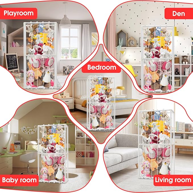 Stuffed Animal Storage, Metal Stuffed Animals Zoo Plush Toy Storage Organizer, Extra Large Plushies Storage Holder Creative Display Shelf for Playroom Bedroom Nursery