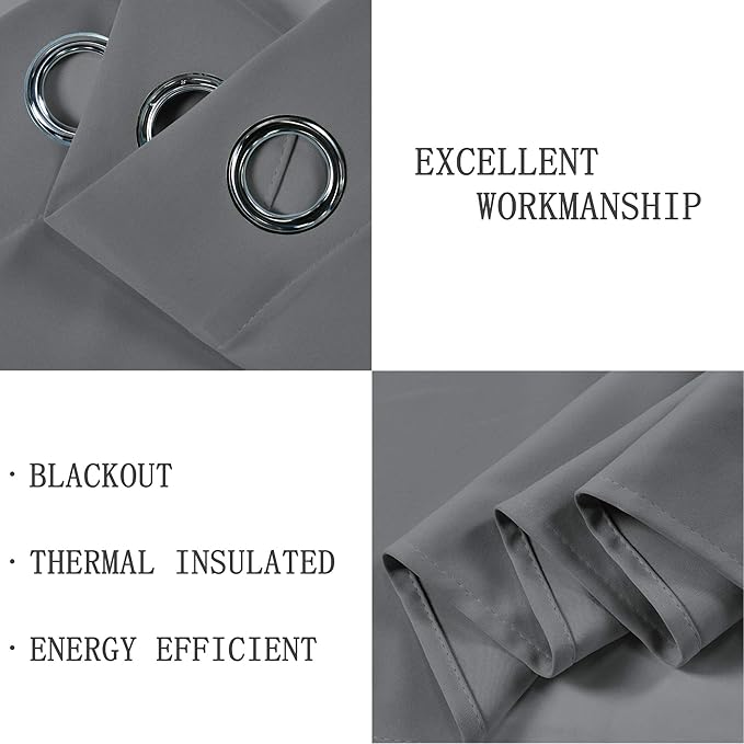 Dark Gray Valance Curtains for Bedroom Solid Grommet Top Blackout Thermal Insulated Curtain Valance for Living Room Basement/Loft/Office 70 X18 1 Panel Grey