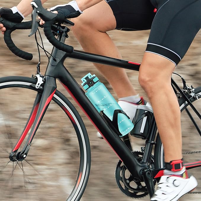 OLDLEY 32 oz Water Bottle, Motivational Water Bottle with Time Marker, Sports Water Bottle With Strap, Leakproof & BPA Free Large Water Bottles for School, Gym, Travel, Outdoor, Tritan,Green