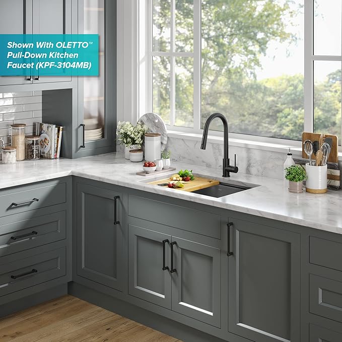 KRAUS Kore 27 Inch Undermount Workstation 16 Gauge Stainless Steel Single Bowl Kitchen Sink with Accessories in PVD Gunmetal Finish with Accessories, KWU110-27-PGM