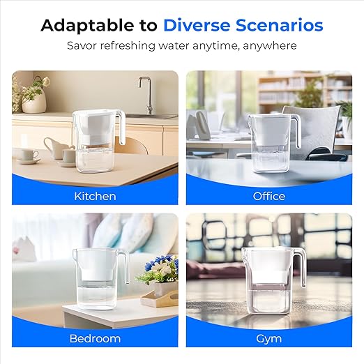 Waterdrop 200-Gallon Long-Life Water Filter Pitcher, NSF Certified Water Purifier, Replaces 6,400 Plastic Water Bottles a Year, Reduces Chlorine, PFOA/PFOS, 7-Cup, White