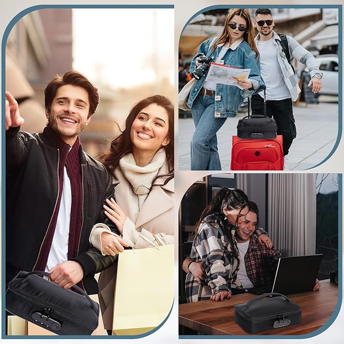 Discreet Lockable Toy Storage Bag, Locking Storage Box Toy Organizer Case Organizer Container with 2 Drawstring Bags, Lock Box Travel Game Bag for Women and Men