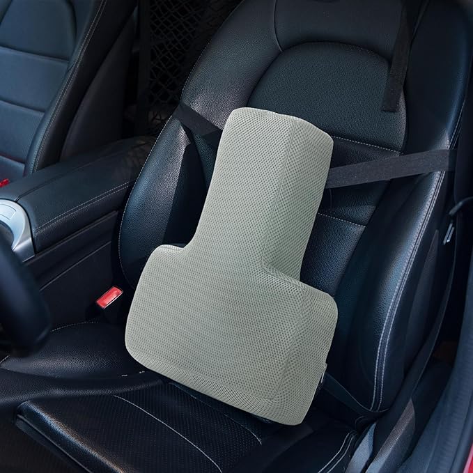 HOMBYS Lumbar Support Pillow for Office Chair-Seat Cushion for Back Support, Improved Sitting Posture and Upper/Lower Back Pain Relief for Desk Chairs, Car Seats and Airplanes (Light Grey, 16"x12"x3")