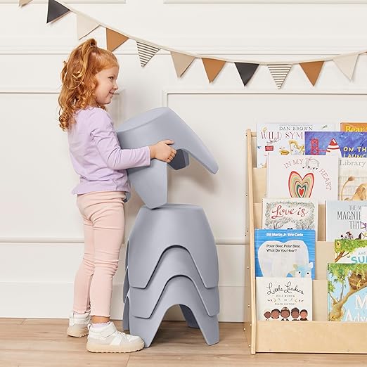 ECR4Kids Ayana Stool Set, Flexible Seating, Light Grey, 4-Pack