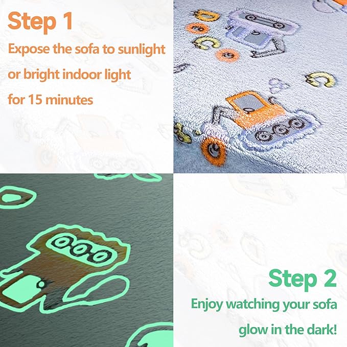 Kids Sofa, Glow in The Dark Toddler Chairs Children's 2 in 1 Convertible Sofa to Lounger - Extra Soft Flip Open Chair & Sleeper, Toddler Couch Chair, Sofa Bed for Boys Girls