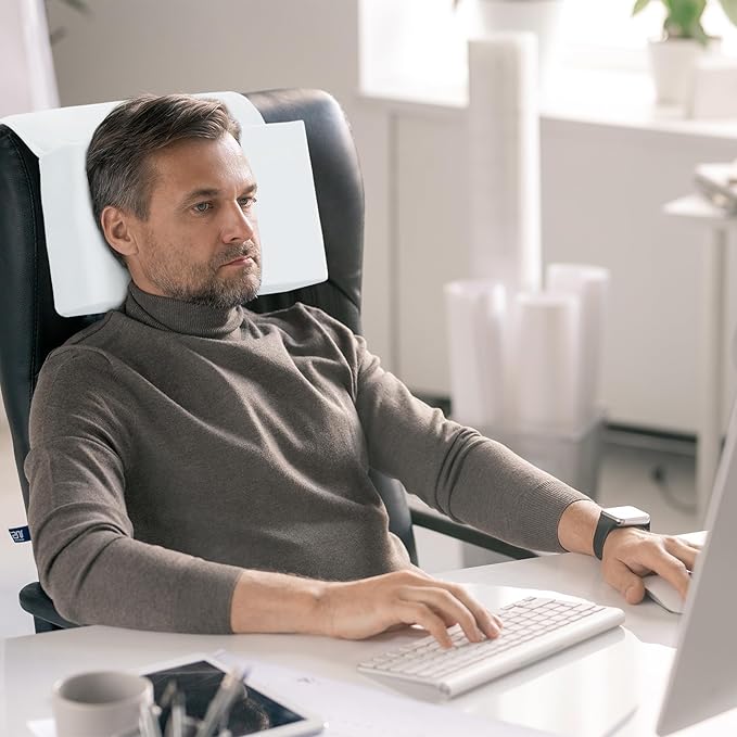 MABOZOO Head Pillow for Recliner Chair with Pocket,Headrest Cushion for Neck Pain Relief and Cervical Support,Recliner Head Pillow for Travel Home Recliner Sofa Armchair(White)