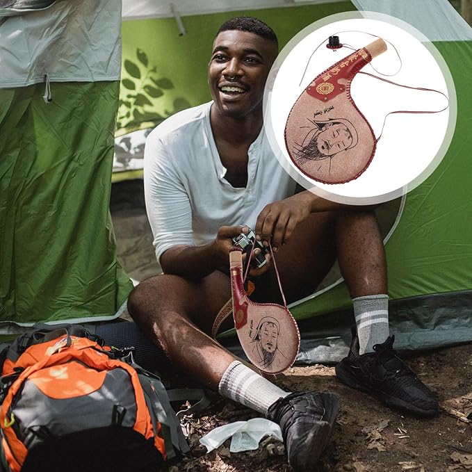 Outdoor Decor Bota Bag Canteen Pouch for Wine and Water Wine Skin Bag with Strap for Travel Camping Hiking Travel Water Bottle Brown Iron Flask