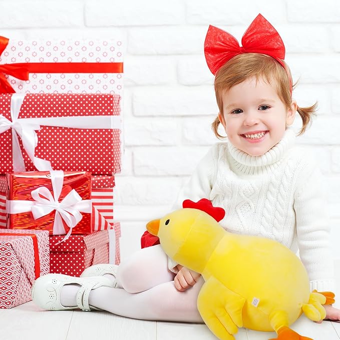 Weighted Chick Plush, 24" 4.2 lbs Weighted Stuffed Animals, Cute Plushie Dolls Throw Pillow Birthday for Children Kids Adults