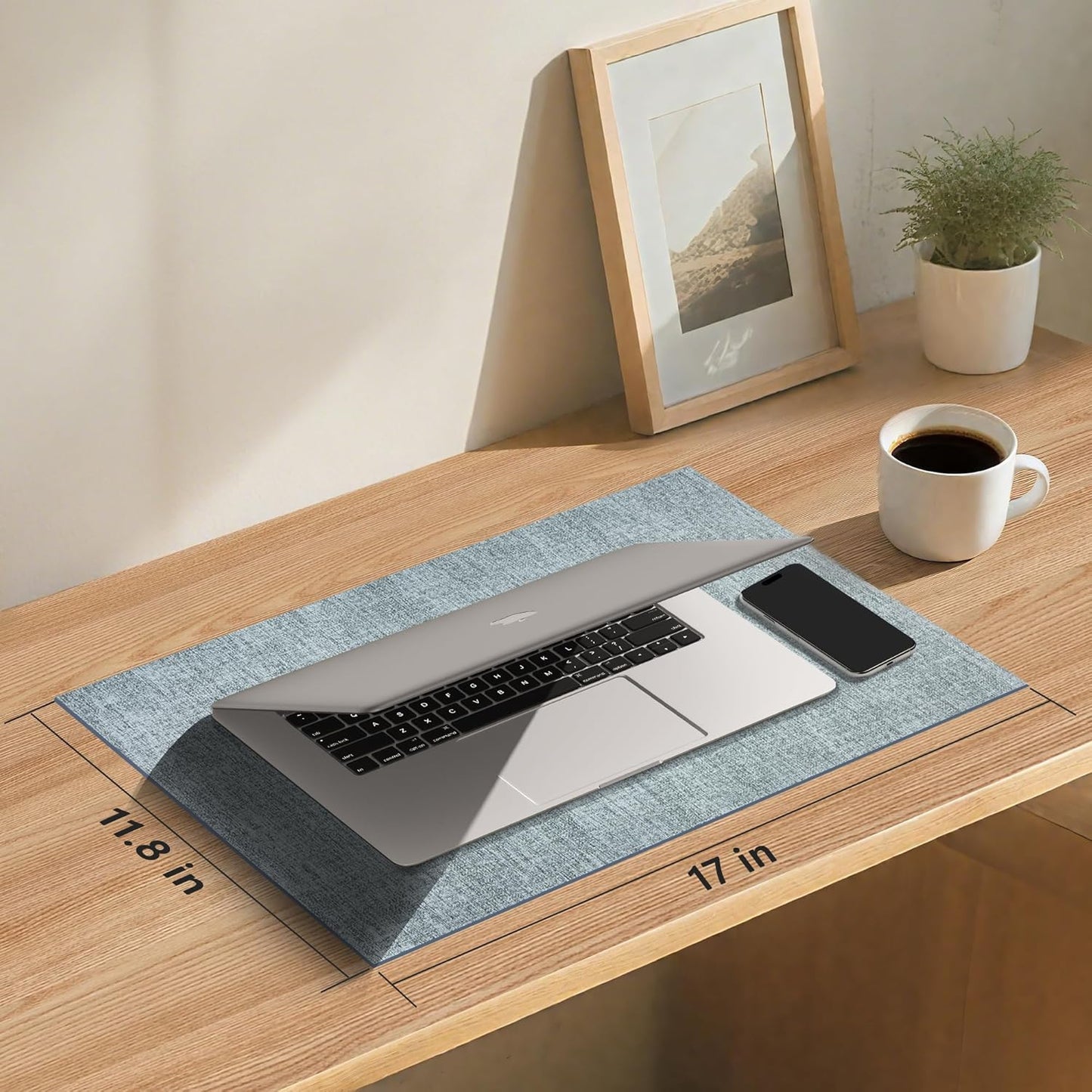 DOLOPL Placemats Set of 4, Reversible Wipeable & Heat Resistant Place Mats, Modern Faux Leather Table Mats for Kitchen, Neutral Waterproof Tablemats for Dining Table Decor, Wedding, Party(Dusty Blue)