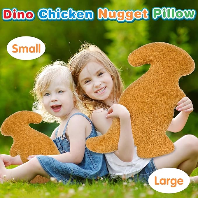 Dino Nugget Pillow, Dinosaur Chicken Nuggets Plush Funny Birthday Gifts for Teen Boys Girls, Fun Pillows are Cute Dinosaur Gifts for Kids and Adults (Large, Parasaurolophus)