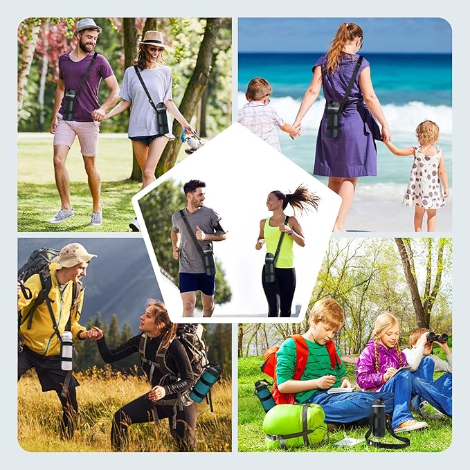 Water Bottle Holder Strap, for 16oz/24oz/32oz/64 oz Owala Hydro Flask IRON °FLASK Universal Water Bottles, with Carabiner,Phone Wrist Strap & Tether Tab, Hand Free for Hiking Travelling Camping