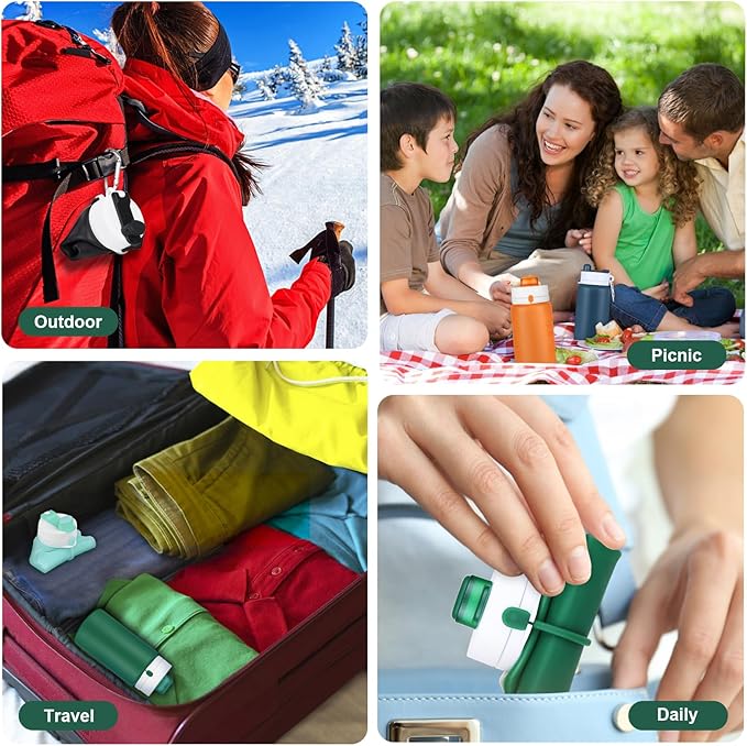 Collapsible Water Bottle, Foldable Water Bottle BPA Free Reusable Lightweight Leak-Proof Travel Silicone Water Bottle for Travel, Gym, Hiking, Office, Camping