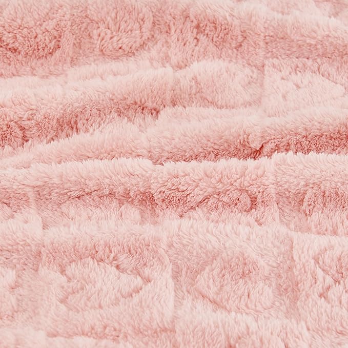 Fleece Baby Blanket Heart Checkered Blanket, Ultra Soft Cozy Baby Blankets for Girls Boys, Fluffy Infant Toddler Newborn Receiving Blankets for Crib Stroller 30”×40” (Light Pink)