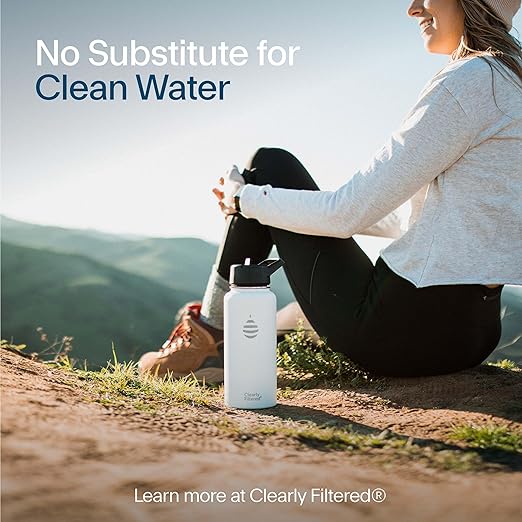 Clearly Filtered 32oz Water Bottle/Targets 220+ Contaminants/Double-Wall Insulated Stainless Steel Filtered Water Bottle BPA/BPS-Free Phthalate-Free Filters Fluoride Lead Chlorine (Sage Gray)