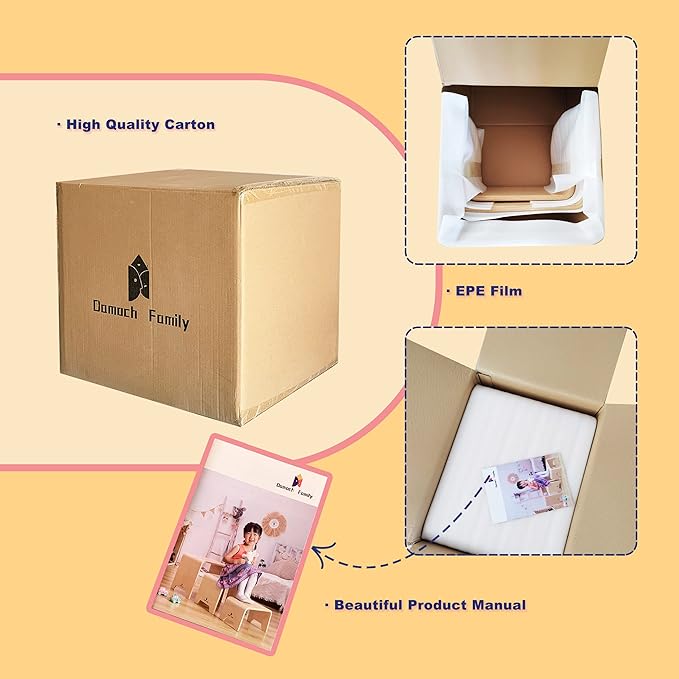 Damoch Family™ Wooden Children Montessori Furniture Set as Kids Chairs and Table,Showcasing Quality,Sturdiness and Versatility,Patented Minimalist Design (White)