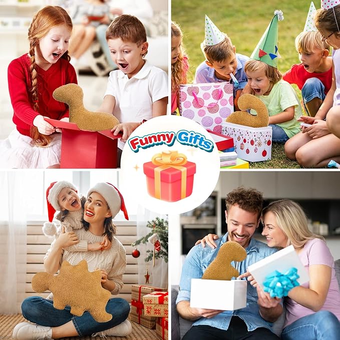 Dino Nugget Pillow for Birthday Gifts, Dinosaur Chicken Nugget Pillow Funny Gifts for Teens Boys and Girls, Fun Pillows Cute Dinosaur Gifts for Kids and Adults - (Small, 3Pcs)