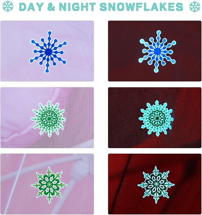 South to East Bed Canopy for Girls with Glowing Snow in The Dark, Cyan Princess Bed Curtains for Kids Bed & Toddler Bed, Twin, Full & Queen Bed, Mosquito Net Canopy for Girls Bedroom