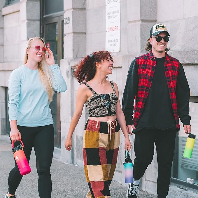 Farsea Insulated Water Bottle With Paracord Handle, Protective Silicone Boot and 2 Lids (Straw Lid & Spout Lid), Stainless Steel Water Bottle Wide Mouth, Double Wall Sweat-Proof BPA-Free, 18 oz