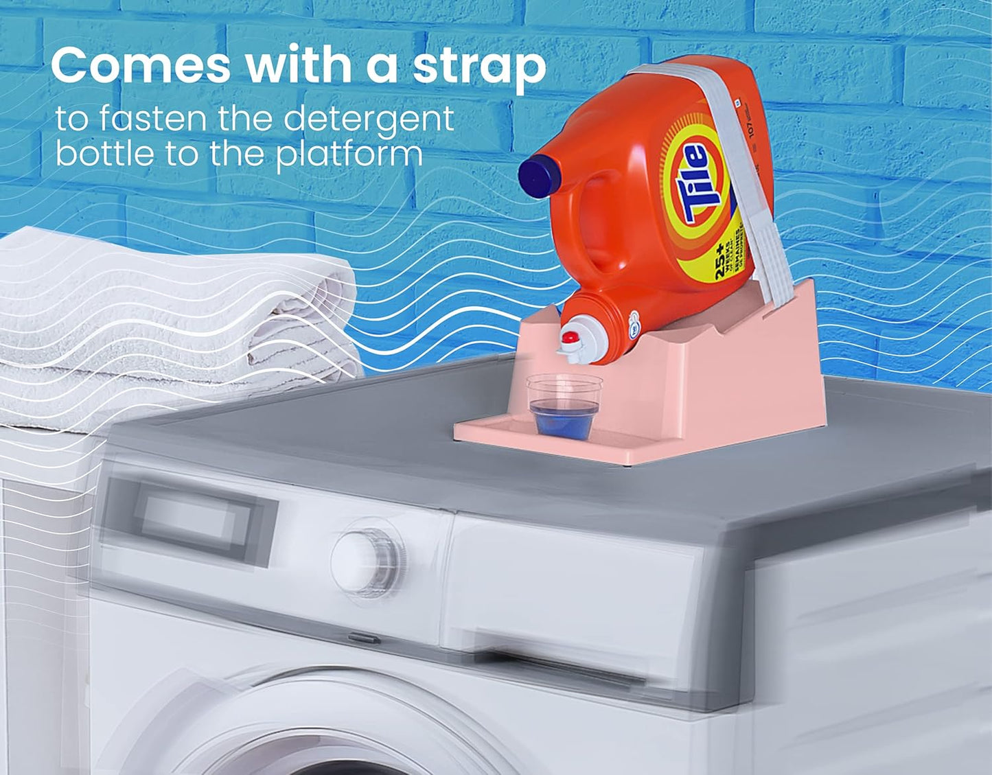 TidyFriend Laundry Detergent Holder Stand Organizer with Drip Tray, 3 Pack Laundry Soap Holder with Non-Slip Rubber Feet for Washing Space Organization, Angled Downward Slope for Easy Pouring (Rose)