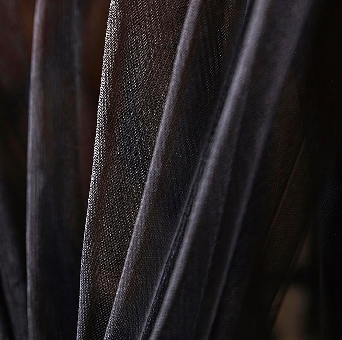 Mengersi Bed Canopy Canopy Bed Curtains with Lights- 4 Corners Post Royal Bed Drapes Mosquito Net- Elegant Bedroom Decoration Accessories for Adults(Full,Black)