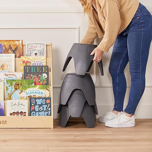 ECR4Kids Ayana Stool Set, Flexible Seating, Dark Grey, 4-Pack