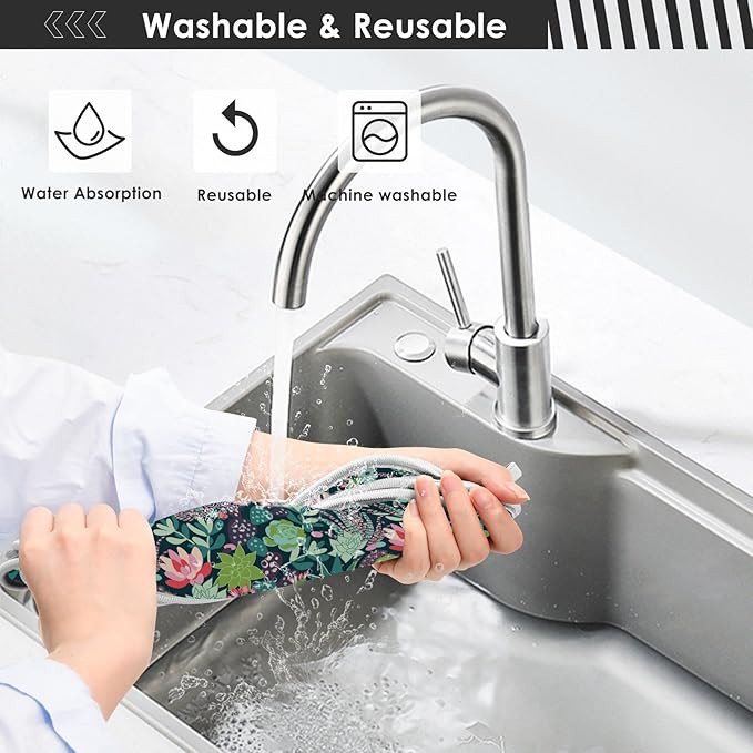 Kitchen Faucet Absorbent Mat,Succulent Plants Cactus Water Splash Guard for Sink, Faucet Drip Catcher Thicken Sponge Microfiber Faucet Water Catcher Mat Sink Absorbent Mat for Kitchen 23x5in 2Pack