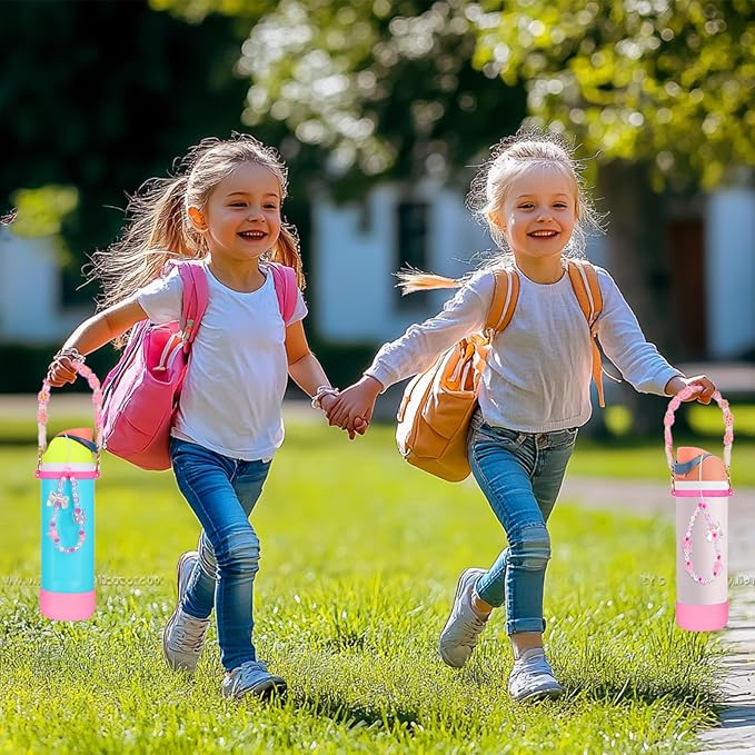 Mity rain Water Bottle Accessories Set for Owala, Including Water Bottle Handle Strap, Charms,Bohemian Style Personality and Easy to Carry (Pink, 24oz)