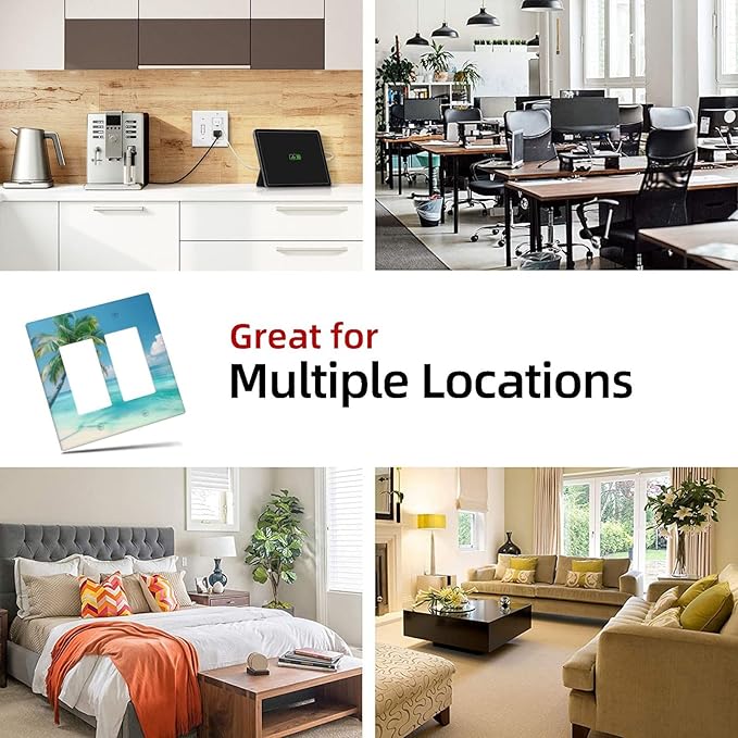 Beach Palm Tree Funny Plastic Wall Plate Decorative Double Rocker Light Switch Cover For Women Girls Bedroom Kitchen Living Room