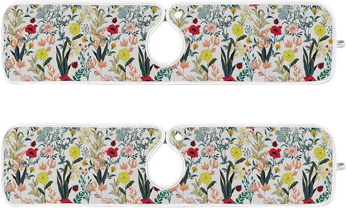 Kitchen Faucet Absorbent Mat,Summer Blooming Flower Water Splash Guard for Sink, Faucet Drip Catcher Thicken Sponge Microfiber Faucet Water Catcher Mat Sink Absorbent Mat for Kitchen 30x5in 2 Pack