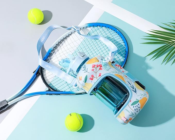 H2O Capsule 2.2L Half Gallon Water Bottle with Storage Sleeve and Removable Straw – BPA Free Large Reusable Drink Container with Handle - Big Sports Jug, 2.2 Liter (74 Ounce), Lemon Drop