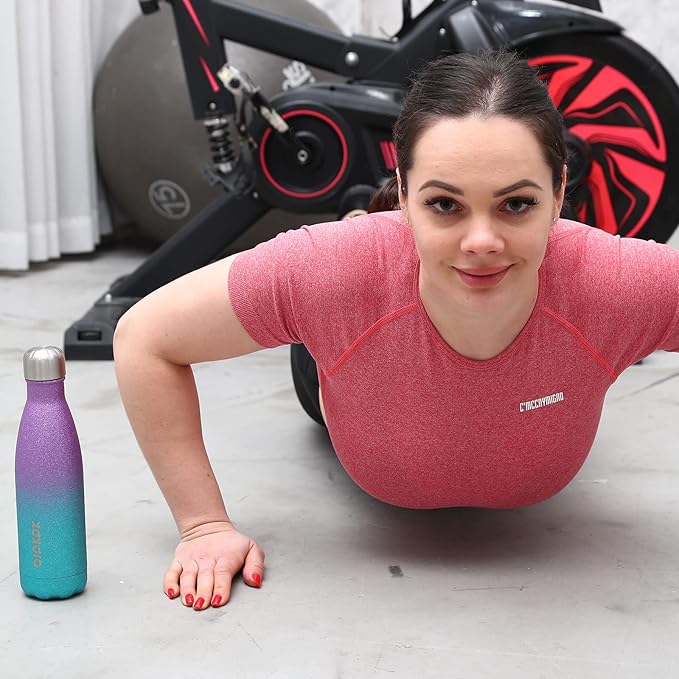 BJPKPK Insulated Water Bottles -17oz/500ml -Stainless Steel Water Bottles,Sports Water Bottles Keep Cold for 24 Hours and Hot for 12 Hours,BPA Free Water Bottle,Glitter Gold