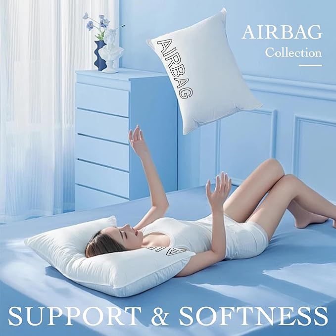 Luxury Fluffy & Supportive Bed Pillows Standard Size Set of 2 for Side Back Sleepers to Relief Neck Pain, Hotel Premium Feather Down Alternative Soft Pillows for Sleeping, Skin-Friendly Cooling Cover